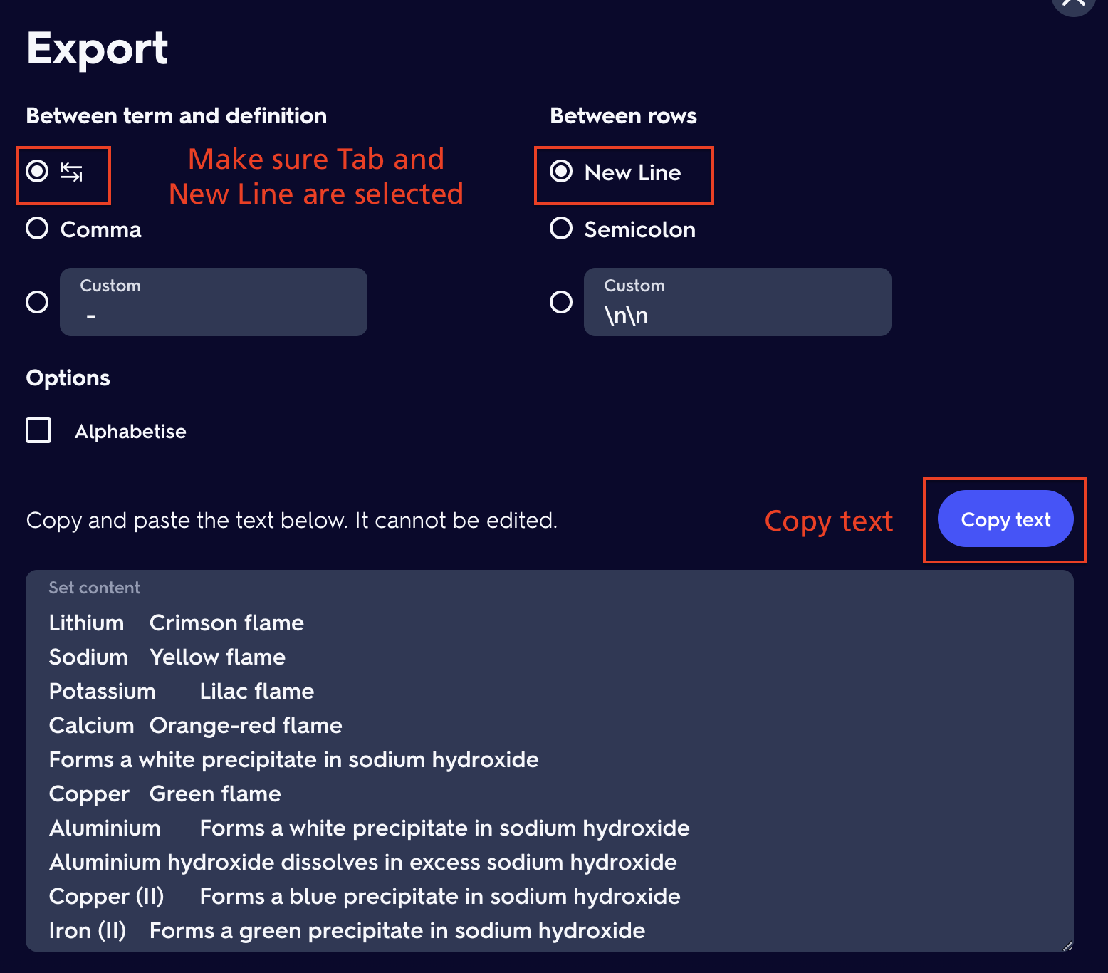 Copy Quizlet set