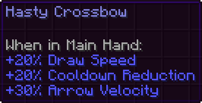 Image of a crossbow with the hasty reforge