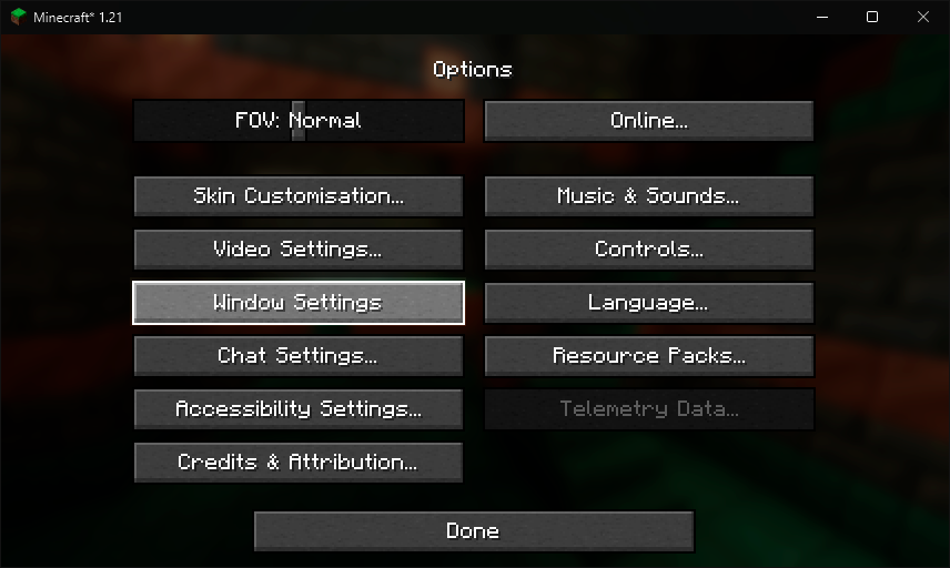 Opening the Settings Menu