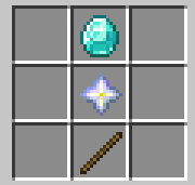 One diamond on top middle and nether star in middle and stick below nether star