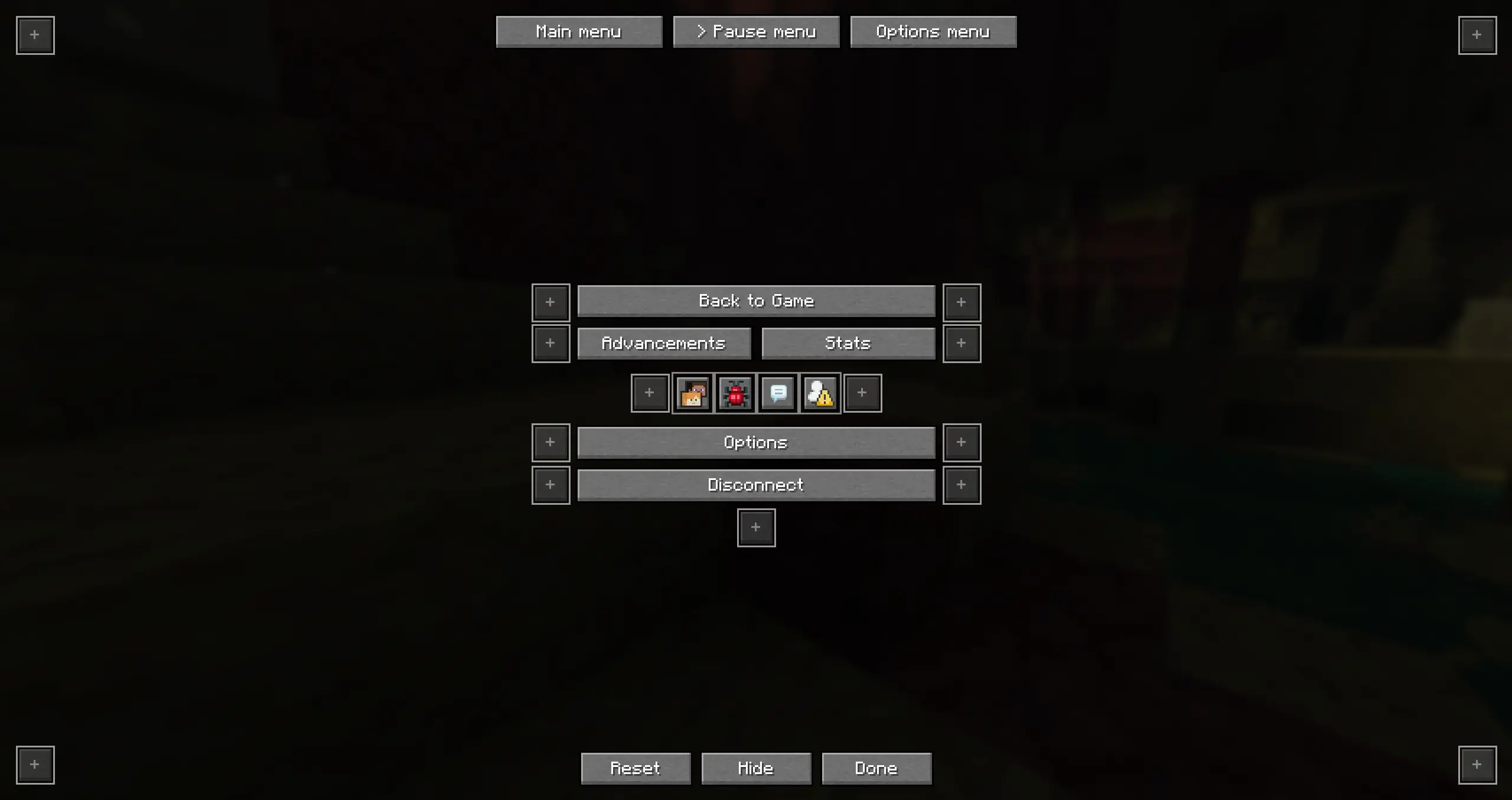 Pause menu screen