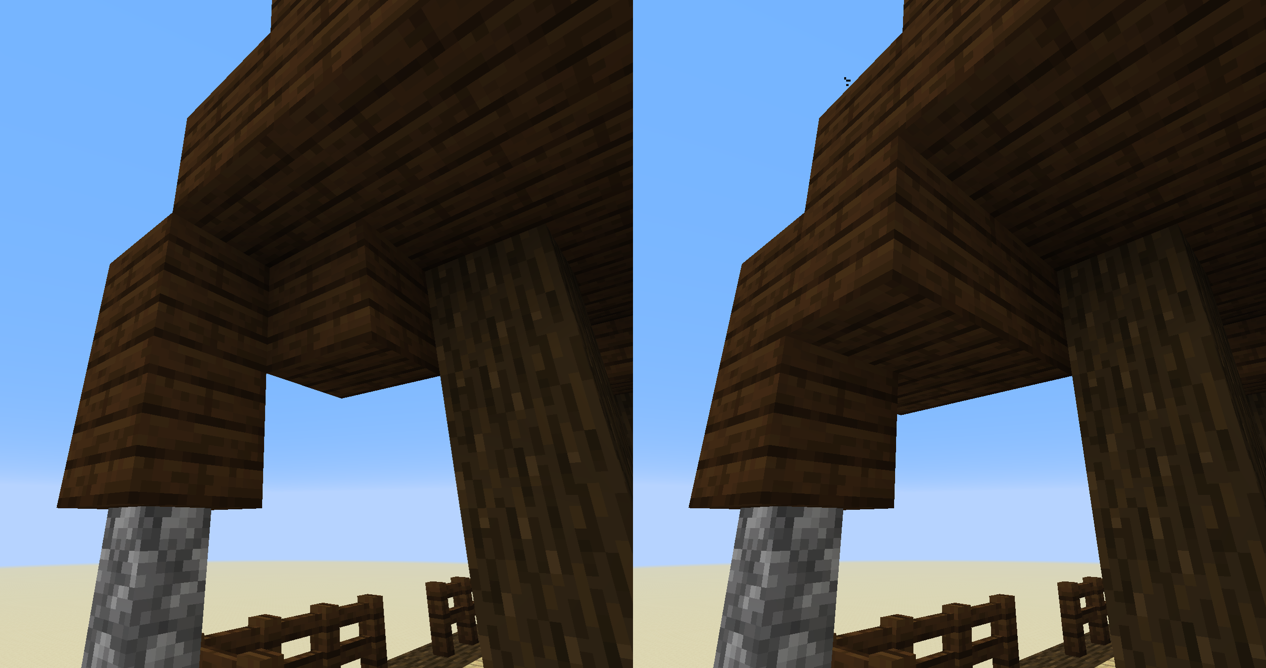 Pillager outpost before and after the Fix