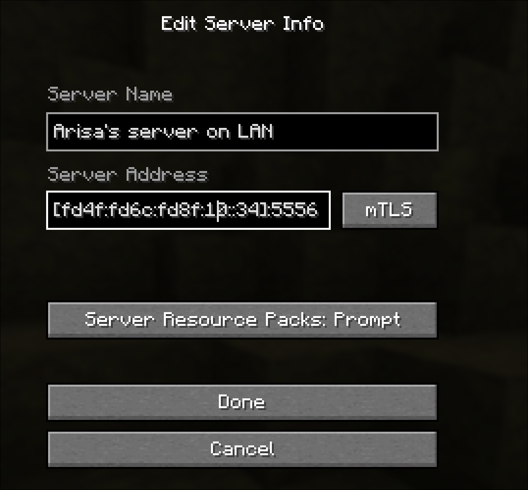 mTLS Server Config Screen