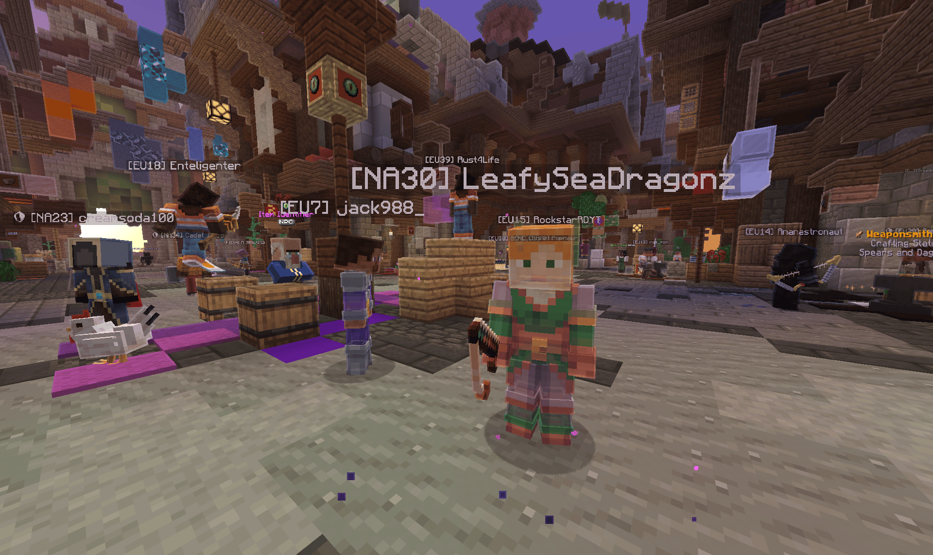 Default skins during a ghost error on the Wynncraft Server.