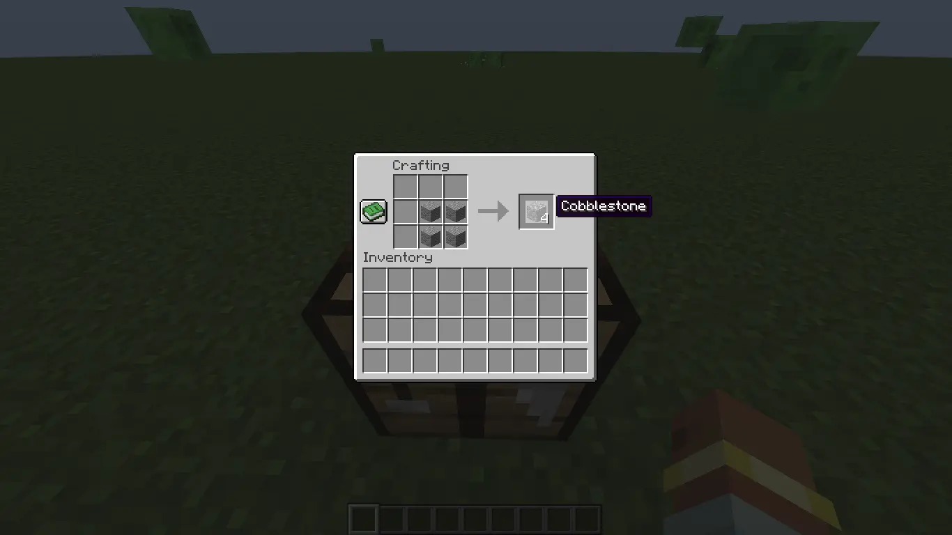Crafting recipe: 4 Andesite to 4 Cobblestone in Minecraft Trahfix mod