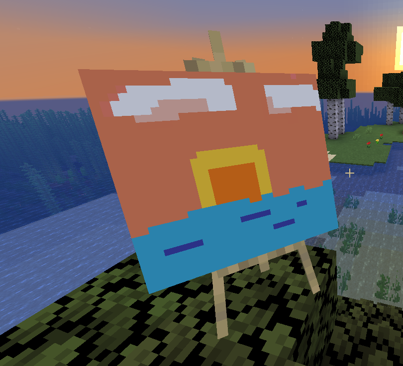 A painting of the sunset on an easel