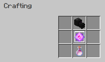 A crafting recipe, with a dragon head, end crystal, and dragon's breath organized in a column, from top to bottom.