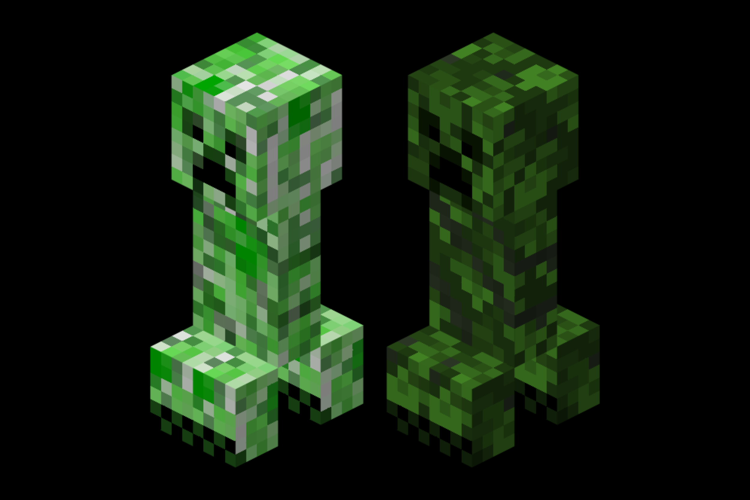 (example of the creeper texture compared to the original)