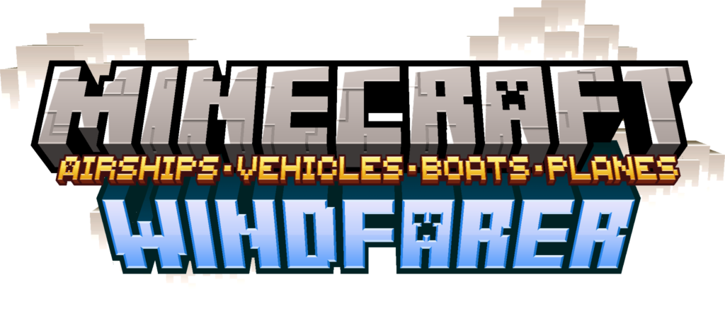TitleTextWindfarerwiththewordsAirships-Vehicles-Boats-PlanesaboveitwiththeMinecraftlogoabove it