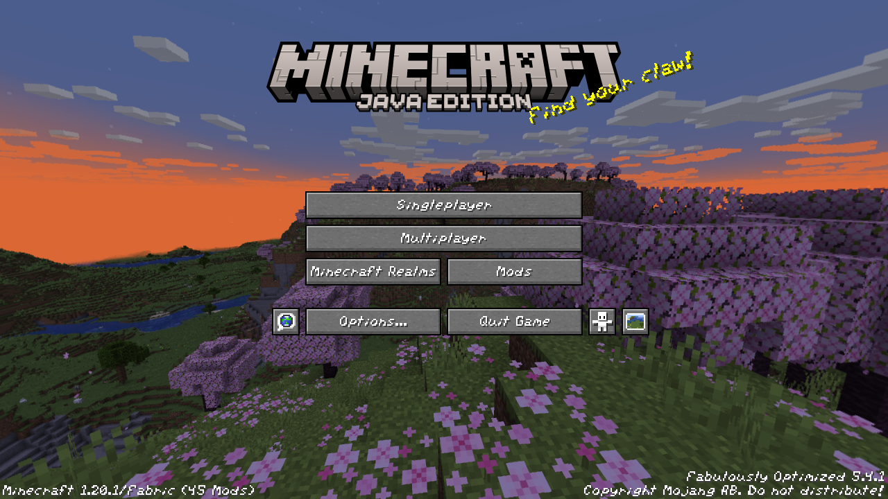 How the main menu looks with the RP enabled.