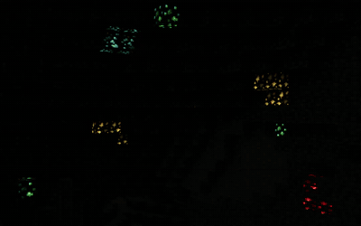Ore animation in a dark cave