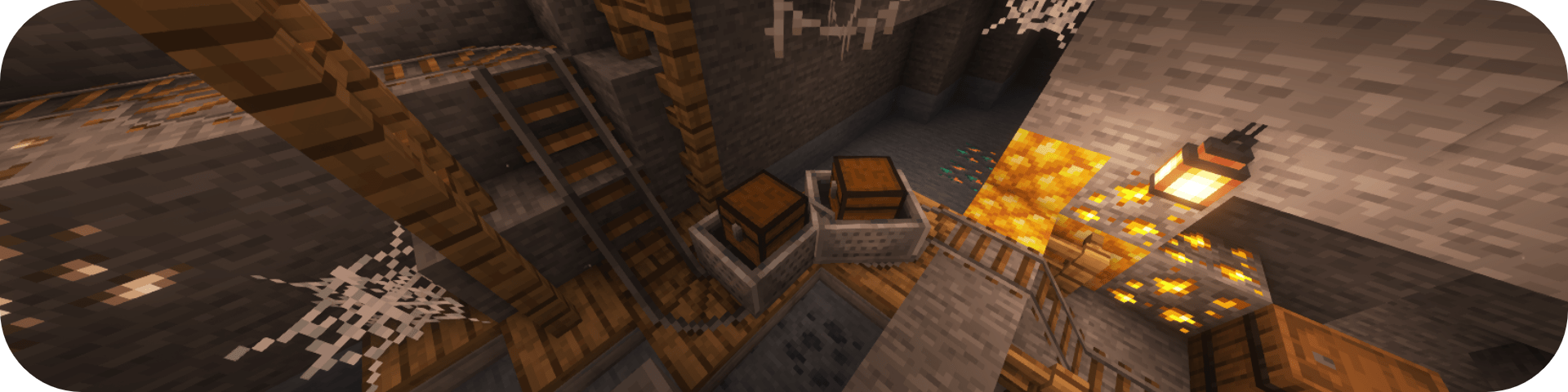 A player-made mineshaft, showcasing the mod Linkart