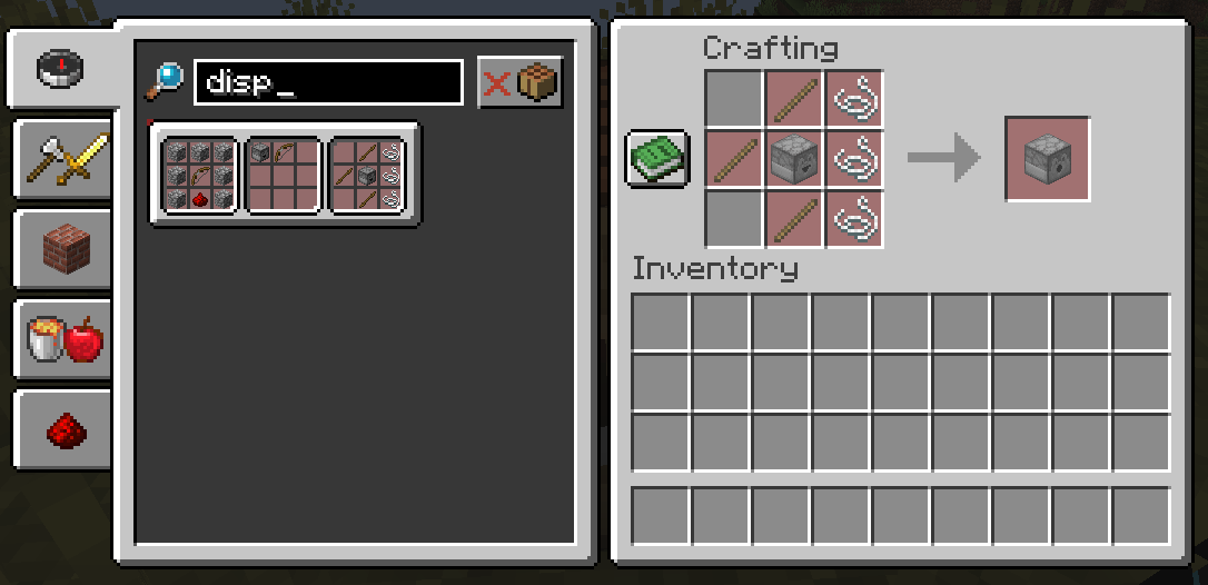 Dispenser Crafting Options