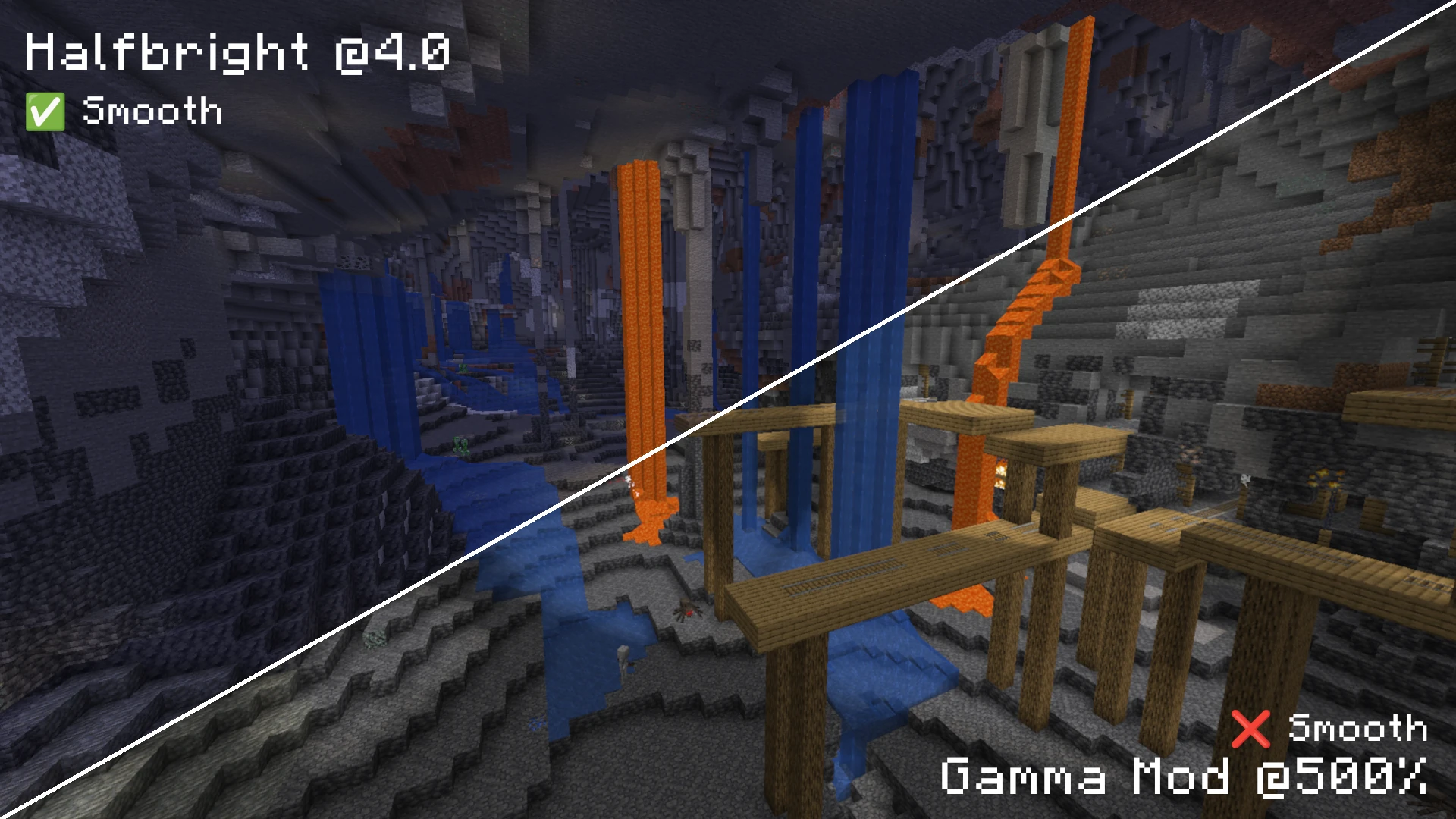 Halfbright solves the problem that other Fullbright mods have at 500% Gamma