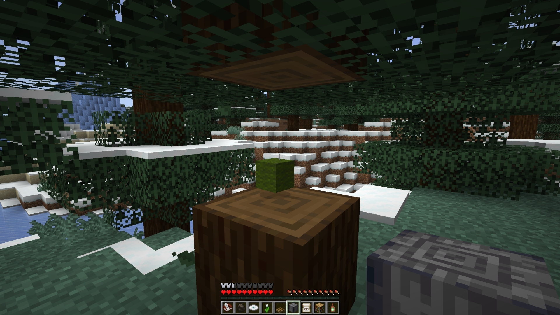 A destroyed log block drops wool.