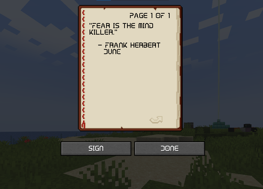 Font in-game in a Book and Quill