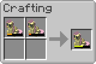 Two damaged Fluttershy Plushies in a 2x2 crafting grid outputs a Fluttershy Plushie with improved durability.