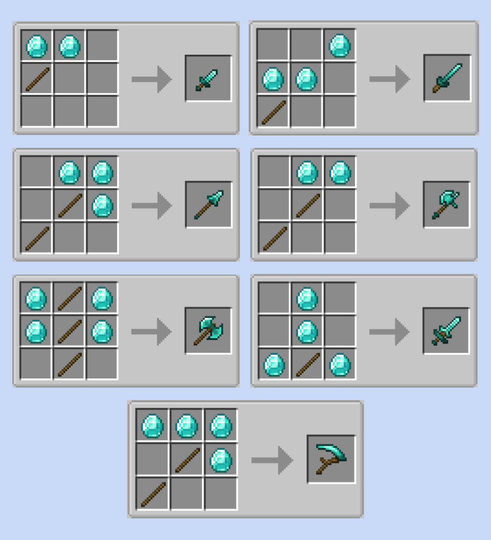 Fresh Weaponry Diamond Crafting Recipes