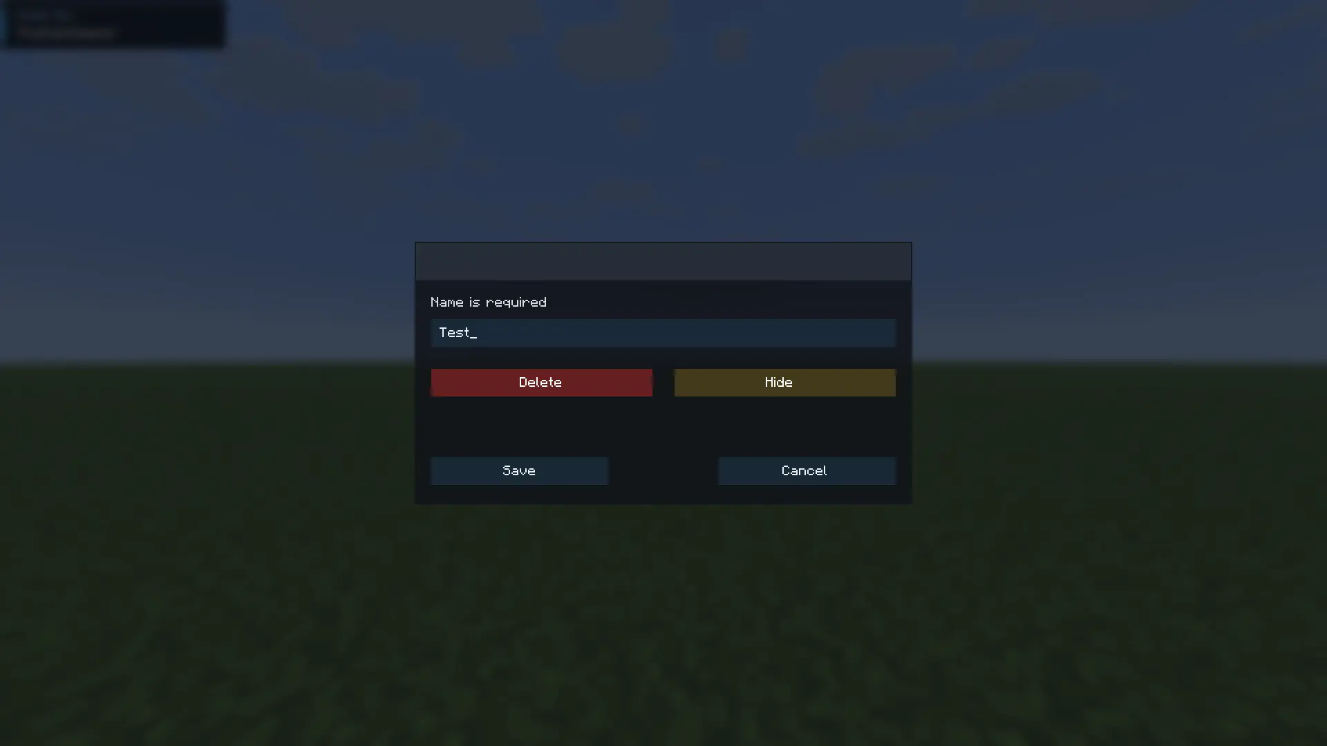 Editing main tab