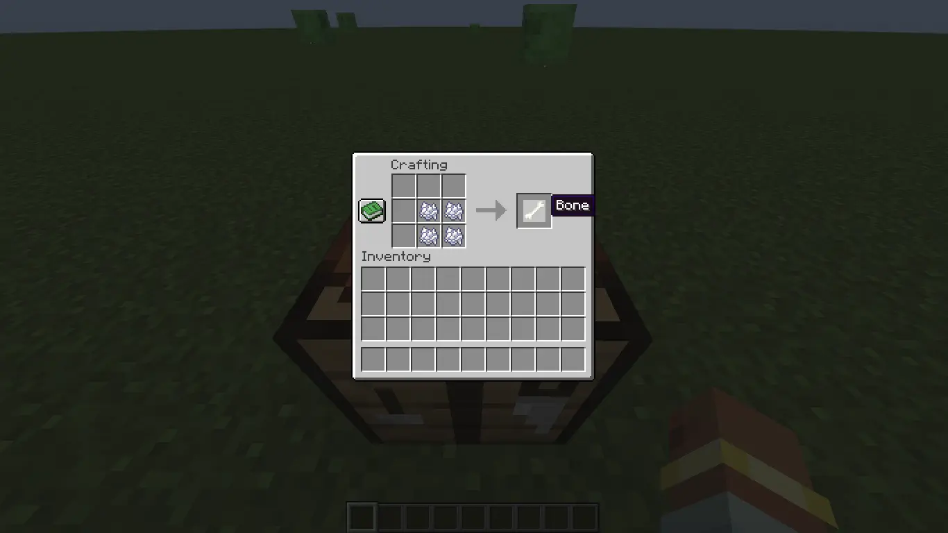Crafting recipe: 4 Bone Meal to 1 Bone in Minecraft Trahfix mod