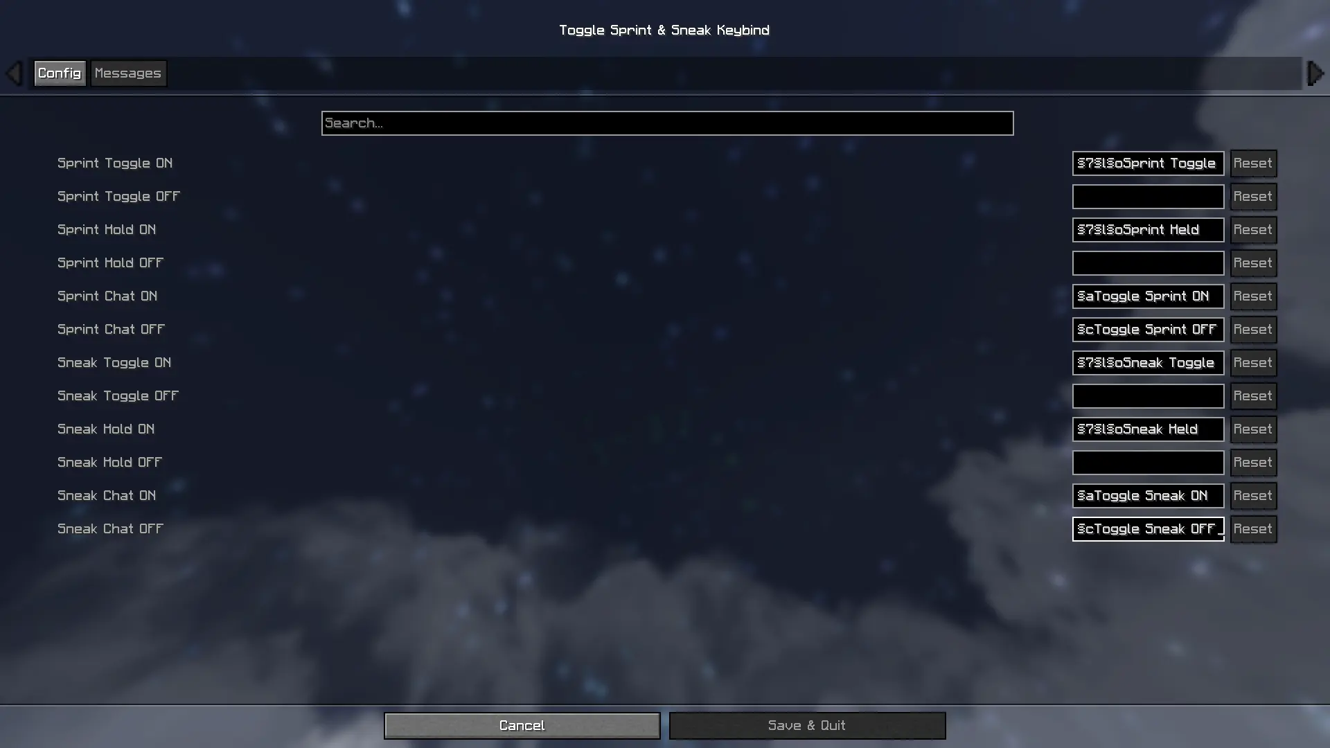 Text Configuration Menu