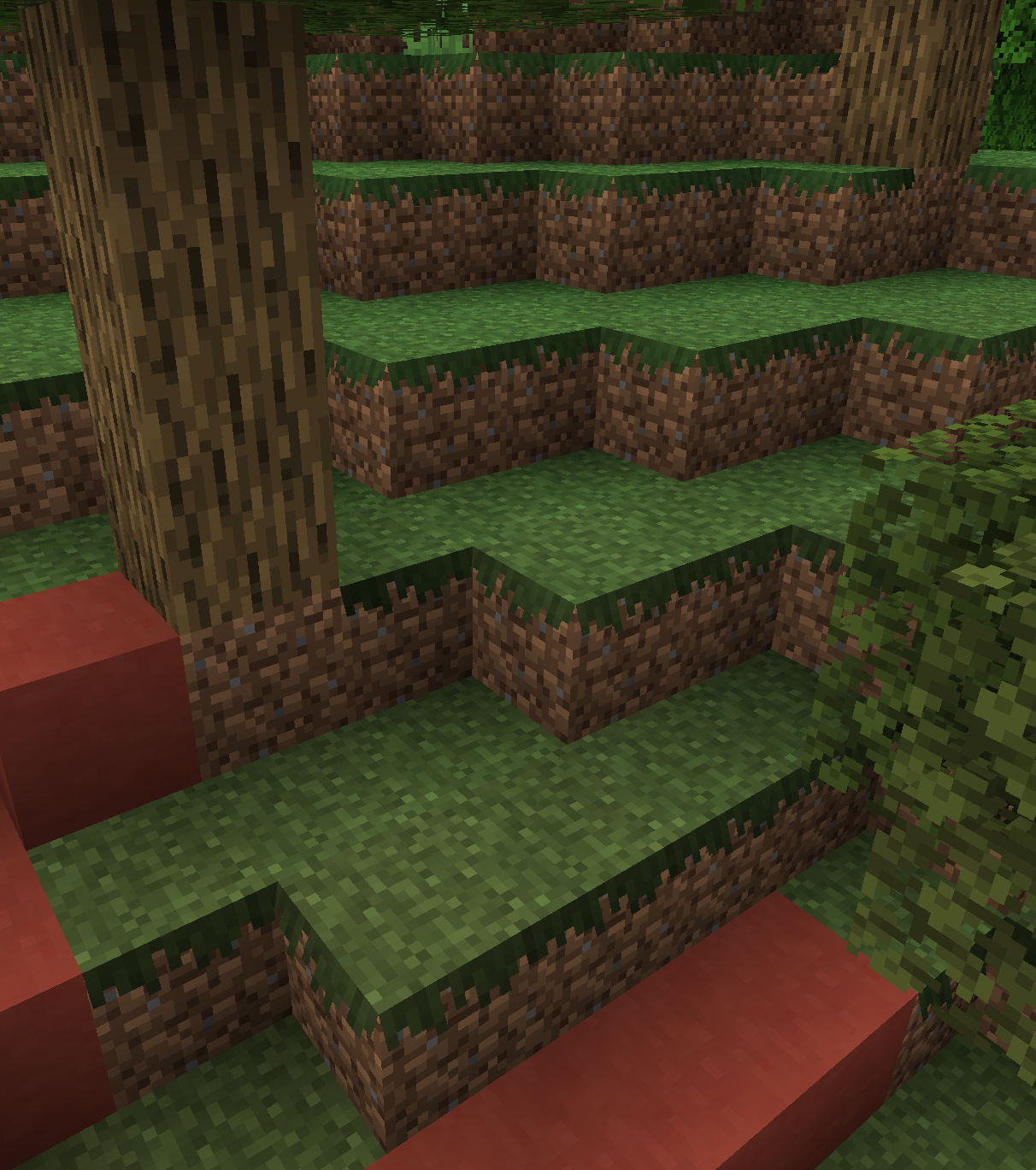 Dark green colors that don't match the bright green forest grass.
