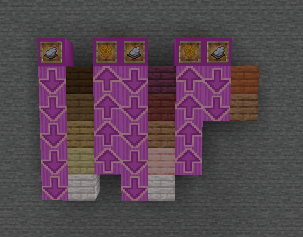 A diagram showing what each block can be stained / bleached into. Dark Oak -> Spruce -> Oak -> Birch -> Pale. Crimson -> Mangrove -> Jungle -> Cherry -> Pale. Acacia -> Jungle
