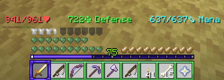 The HUD and Hotbar (demonstrated in hypixel skyblock but this is an unfinished version as you can see from the armour slots :'>)