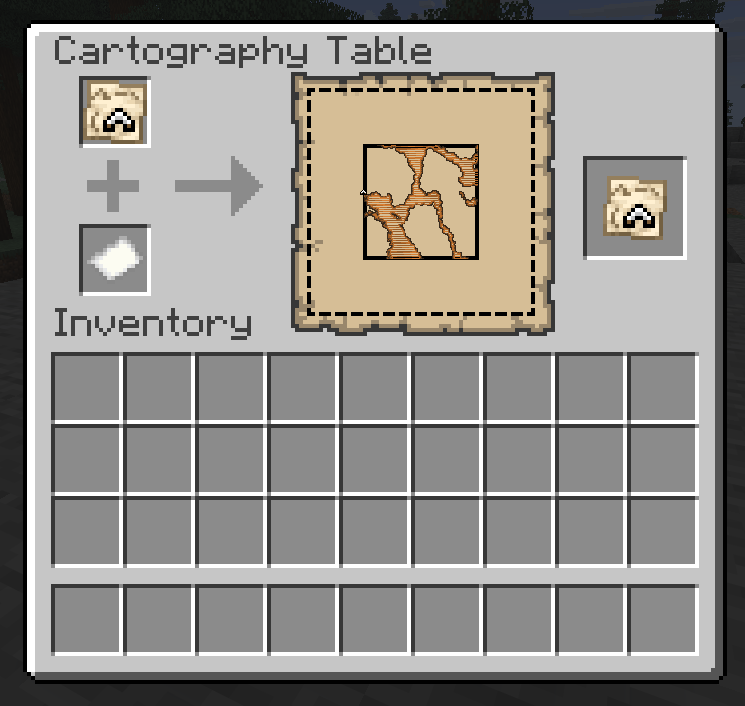 An example of a camp map being extended using a cartography table.