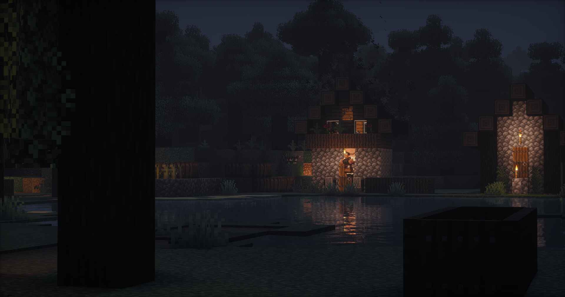Tiga Village at night