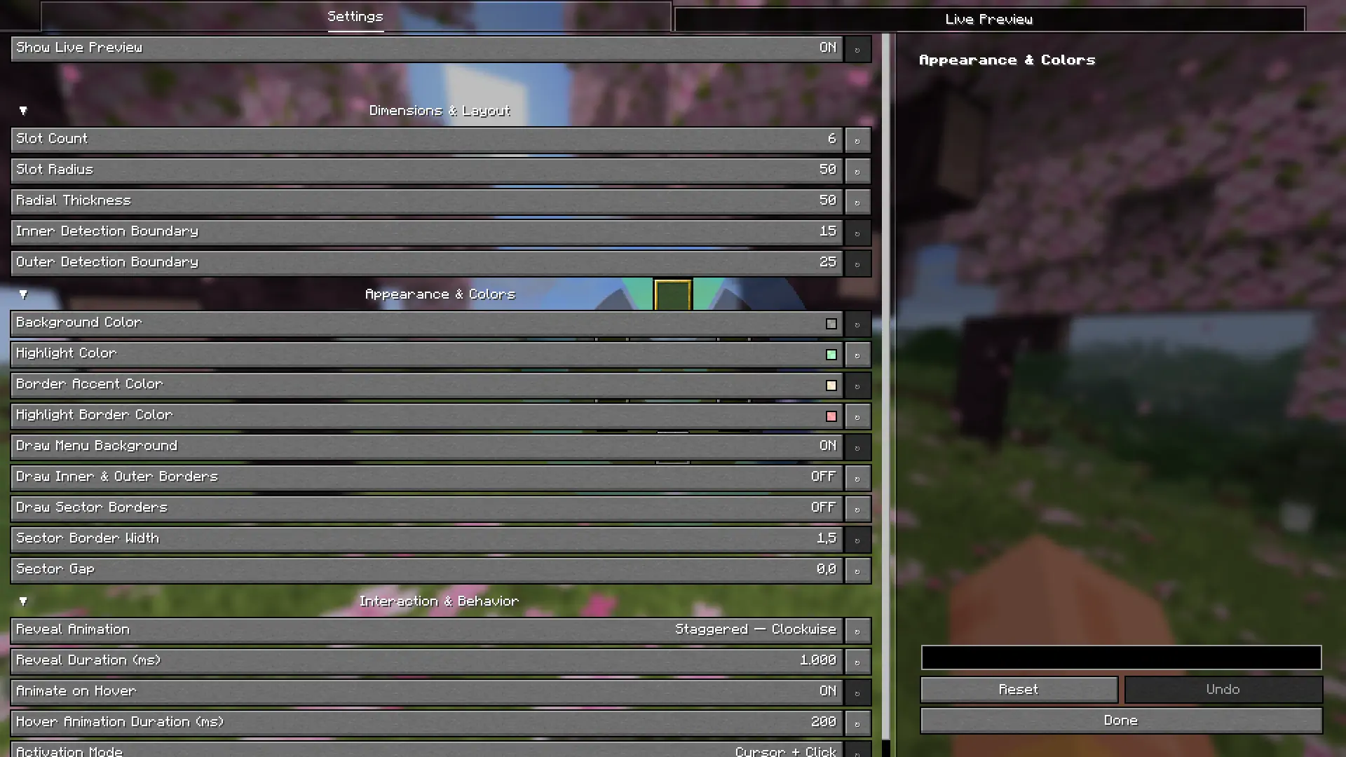 Configuration screen