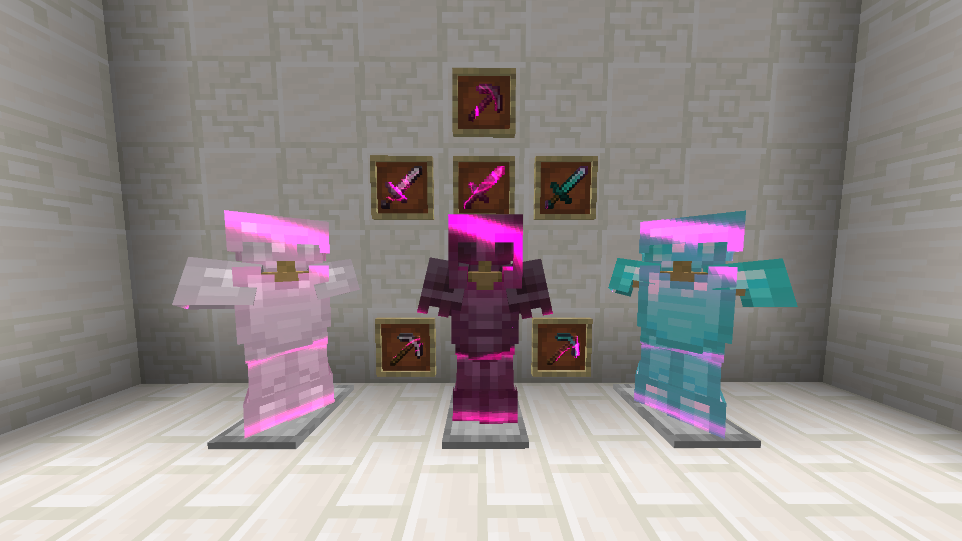 Changes the enchantment glint to electic pink.