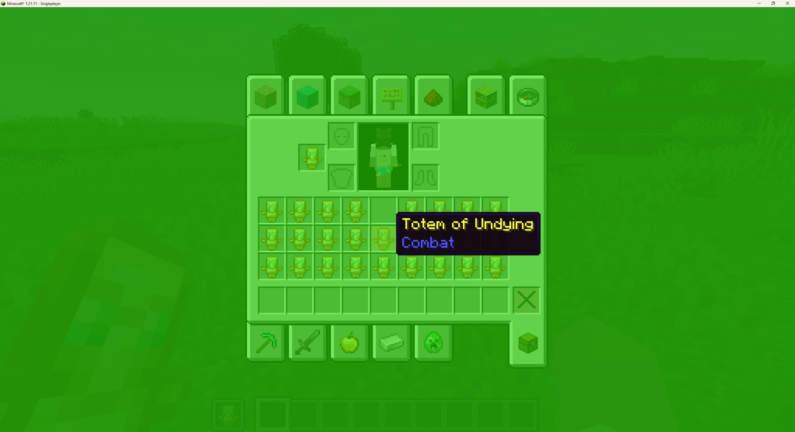 Here, you can see when u hover over a totem your screen turns green, emphasizing the moment to totem