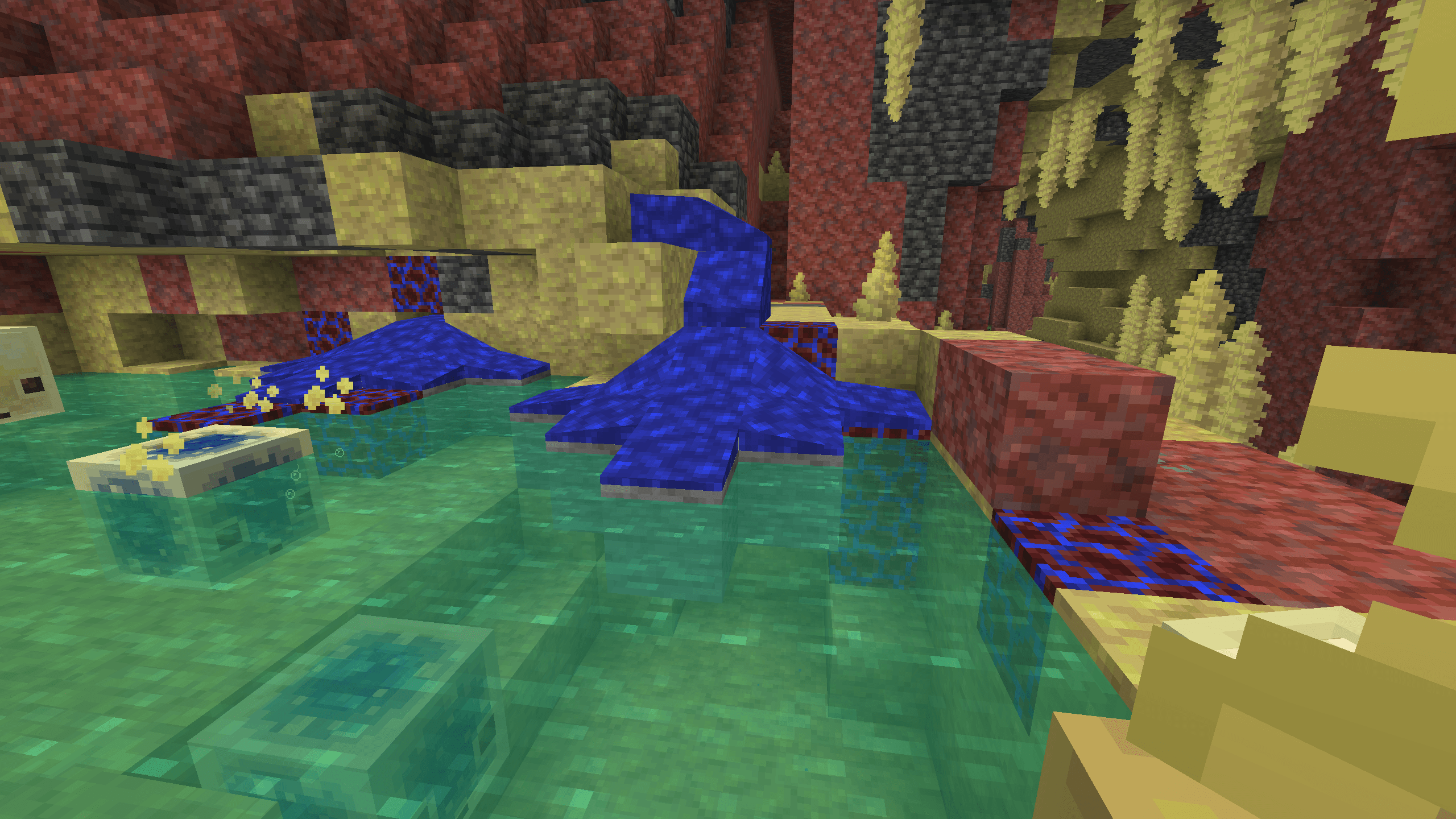 Sulfur Cave with sulfur fire colored lava (blue)