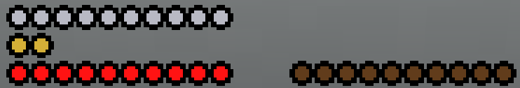 Some icons; armor, absorbing, hearts, and hunger