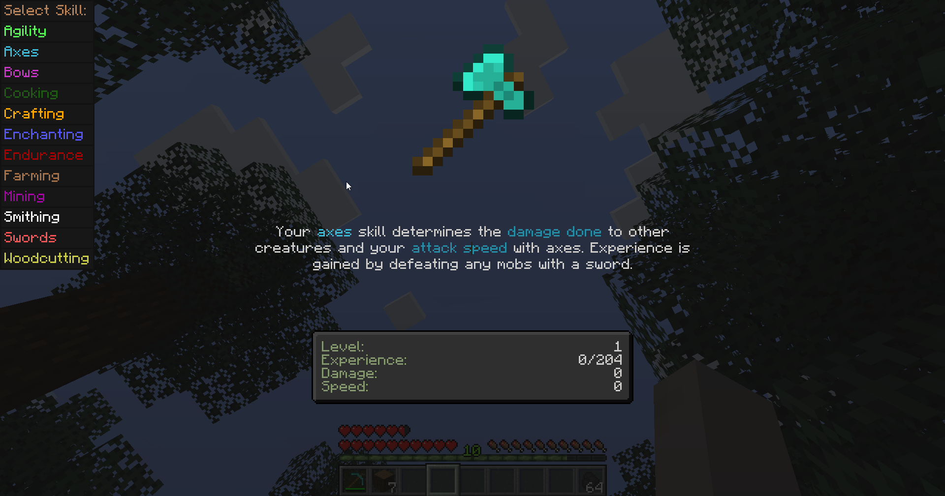 Axes skill screen