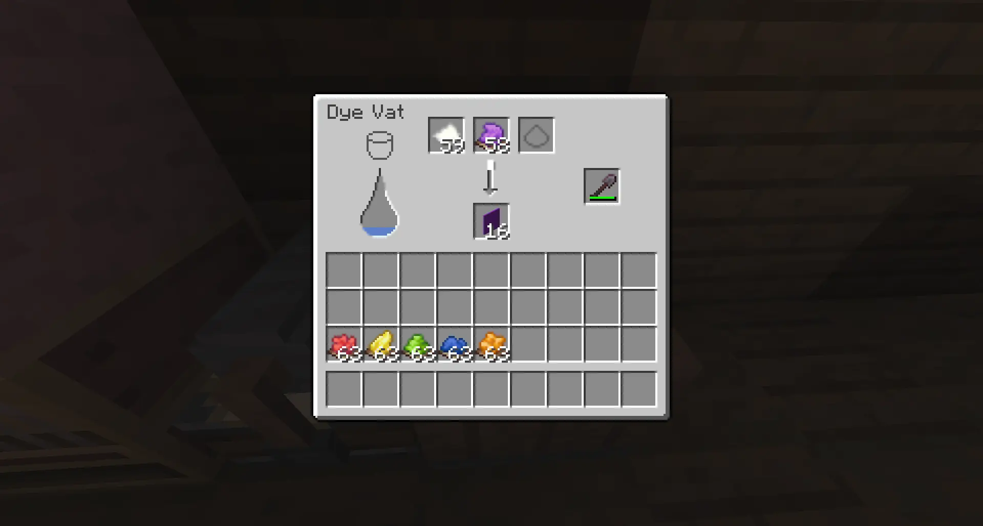 vat ui with paper and purple dye making purple wallpaper. wallpaper item is just a square at an angle