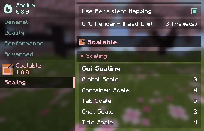 options menu
