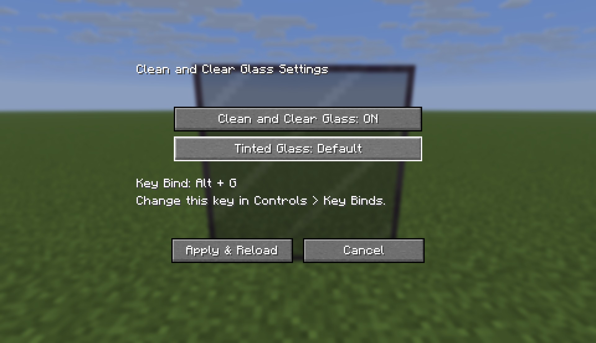 Clean and Clear Glass Settings