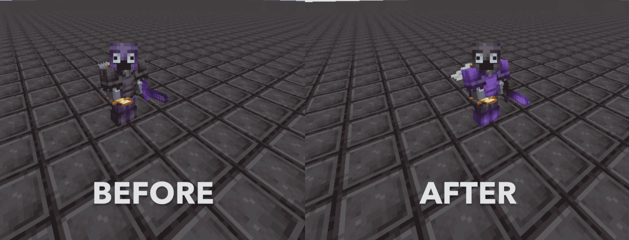 enchantment glint before and after the change