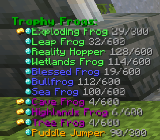 Progress to max diamond frogs
