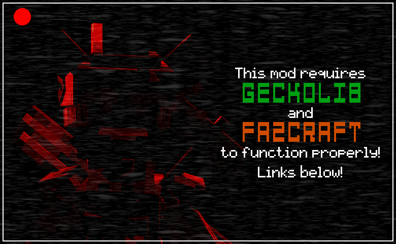 A render behind a classic FNaF camera overlay of Salvage, an entity from the mod, shrouded in shadow and a red light behind him. Text beside him reads 