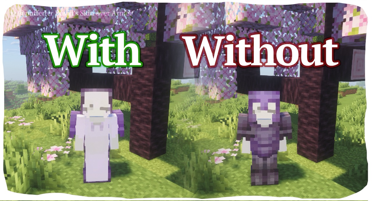 shows a comparison of the mod, left is with the mod enabled, right is mod disabled