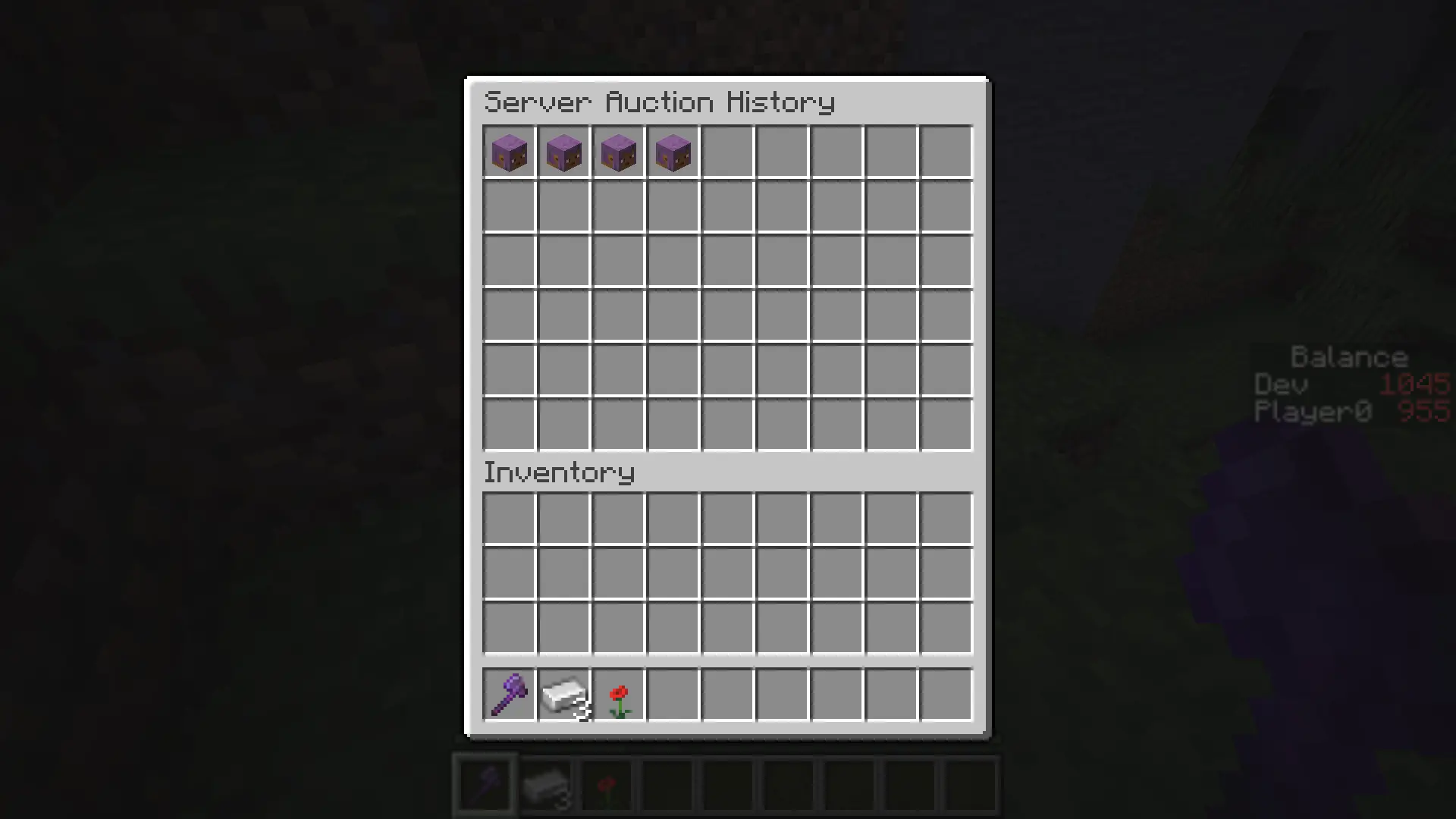 Auction Server history menu