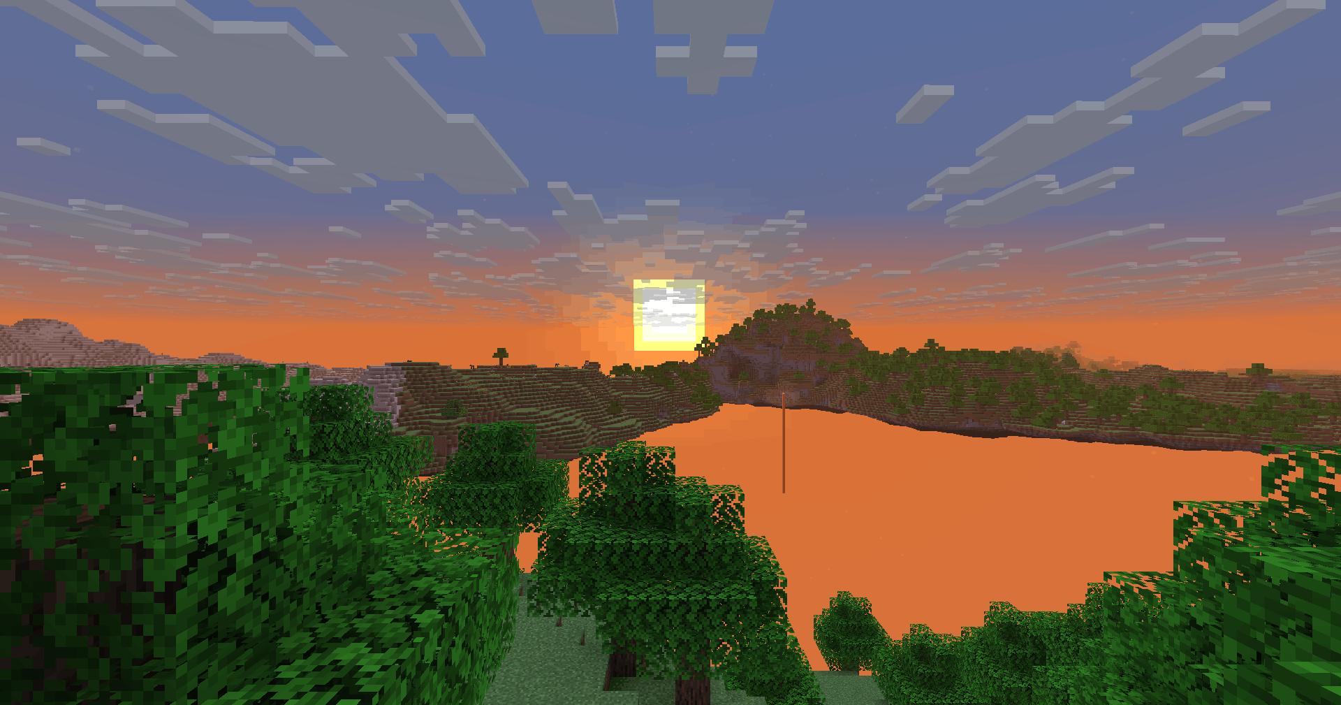 Sunset over the islands.