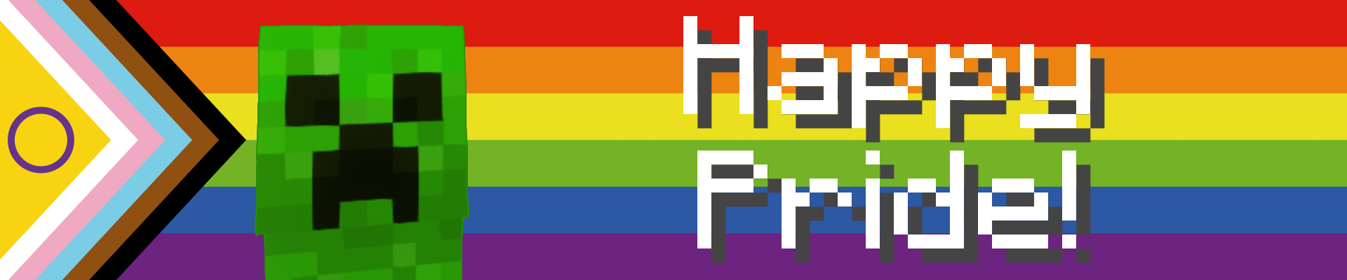The Stellar Tweaks creeper with a pride flag background with the text "Happy Pride!"