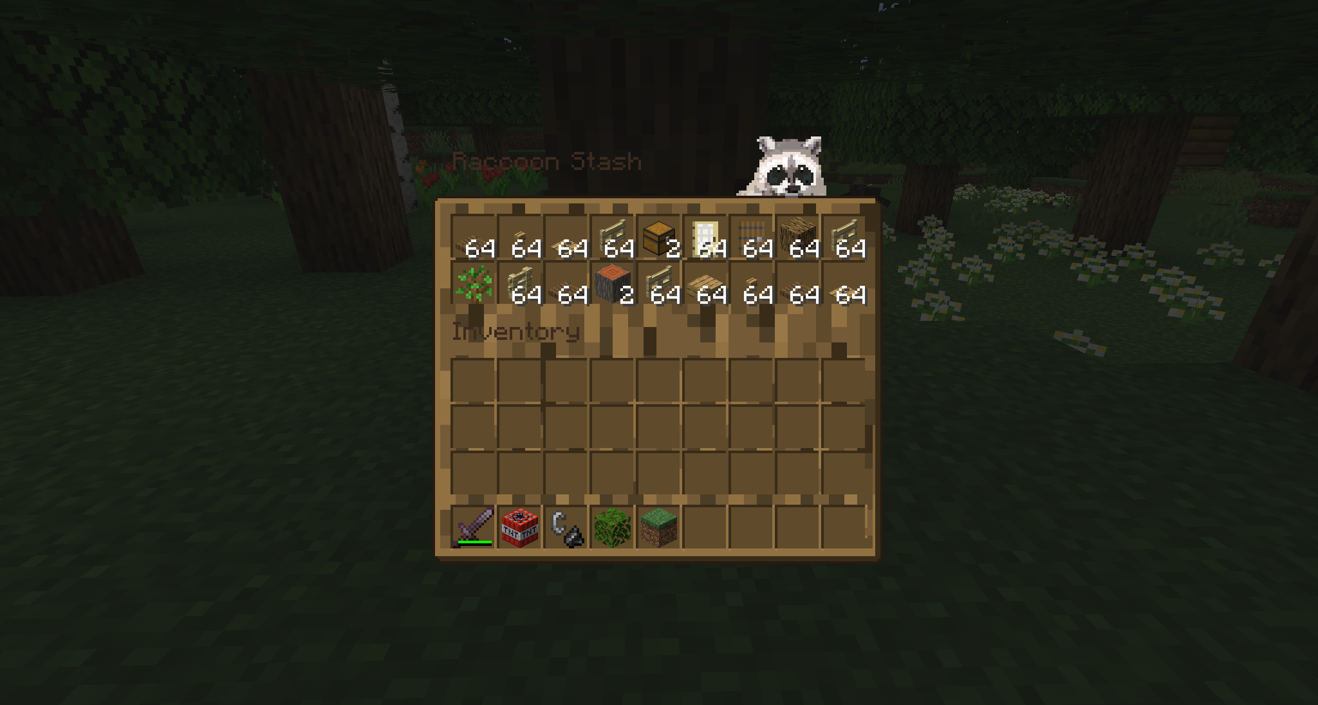 A raccoons stash