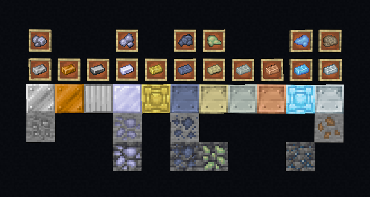 All the content included in the mod neatly laid out.