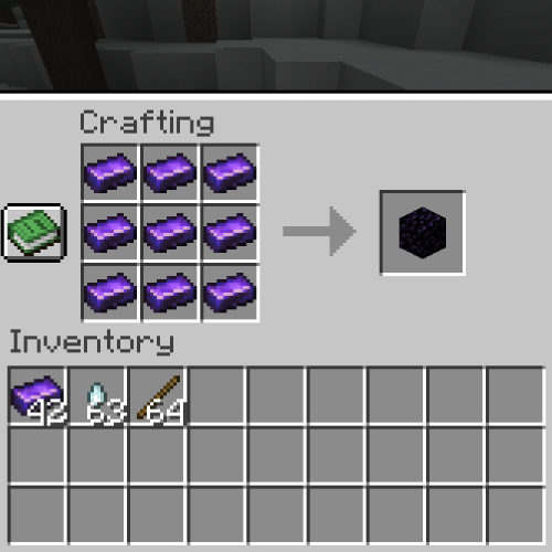 Crafting an Obsidian Block with Obsidian Ingots
