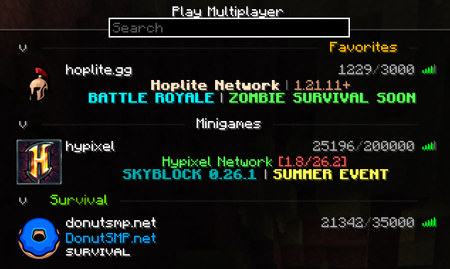 server list